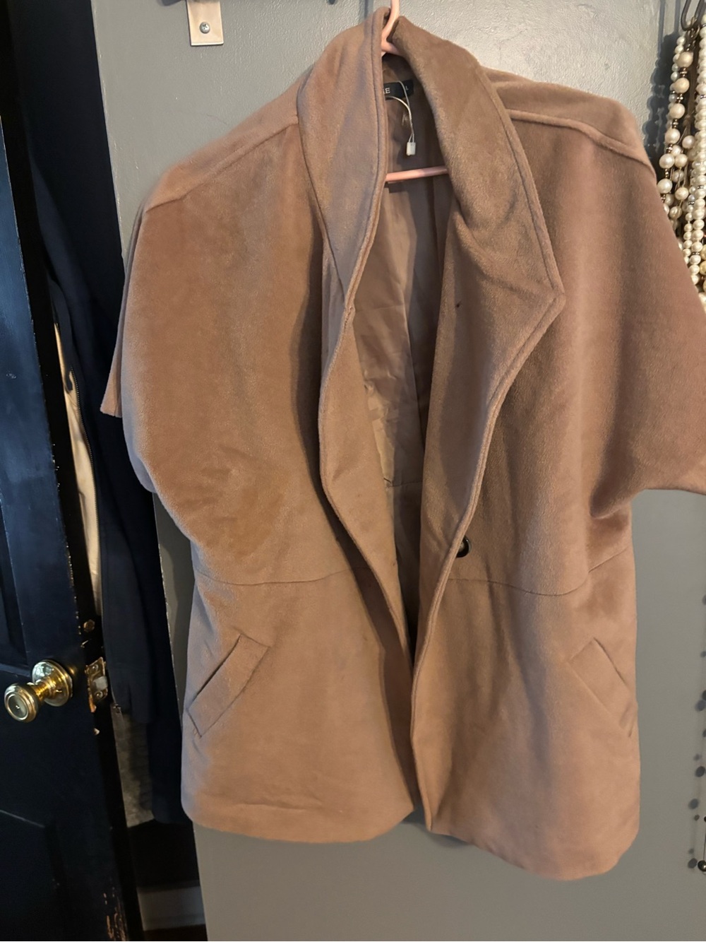 Theme Taupe Short Open-Front Coat
